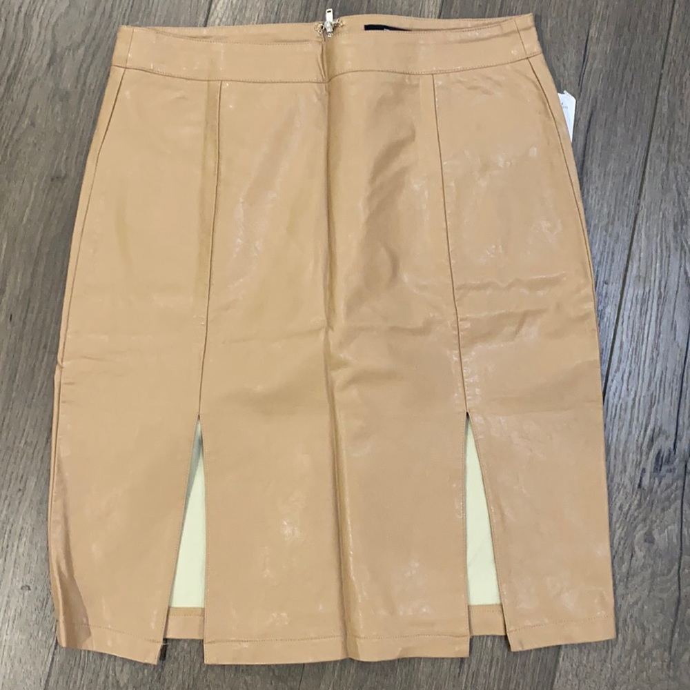 Tan faux leather skirt